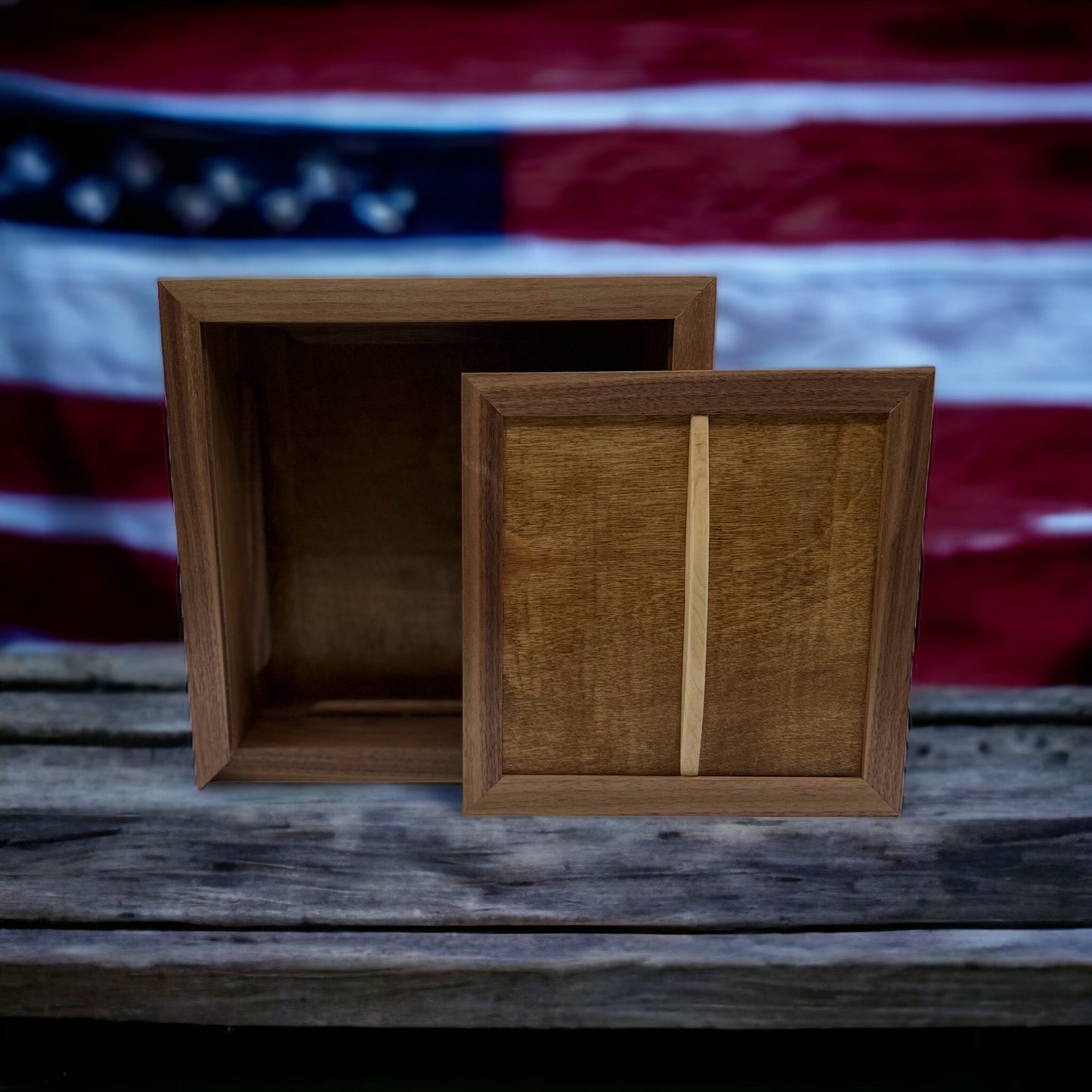 Wood American Flag Keepsake Box